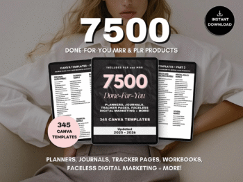 7500 Done For You PLR MRR Digital Canva Template Bundle, 2025 2026 Digital DFY Templates