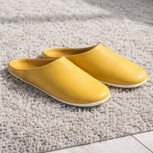 Handmade Moroccan Leather Babouche Slippers for Women – Soft Genuine Leather Indoor House Shoes – Made in Agadir